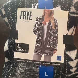 FRYE Black and White Jacquard Cardigan